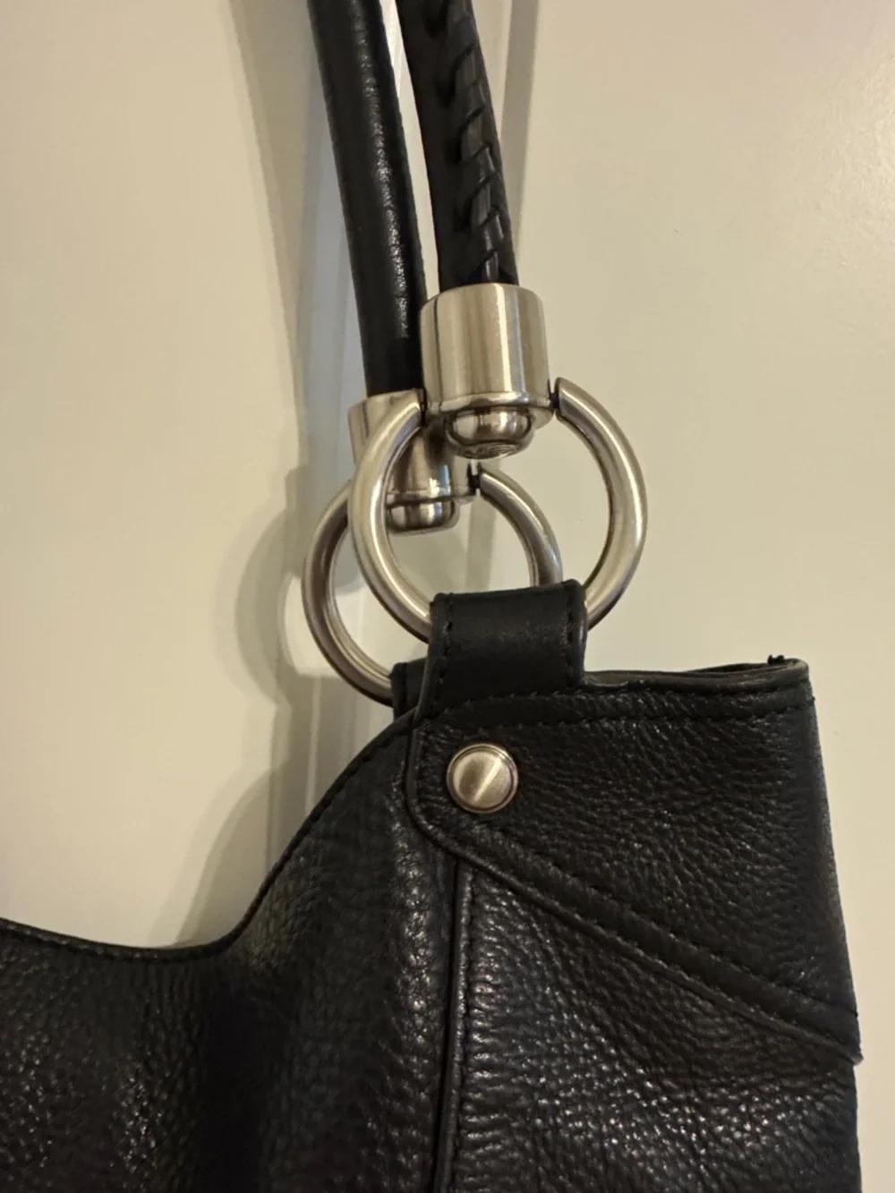 B. Makowsky Black Leather Shoulder Bag
